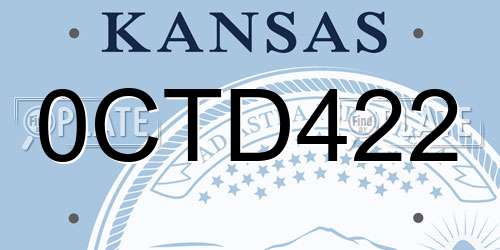 0CTD422 Kansas License Plate