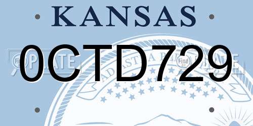 0CTD729 Kansas License Plate
