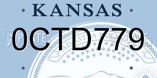 0CTD779 Kansas License Plate