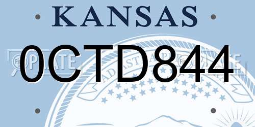 0CTD844 Kansas License Plate