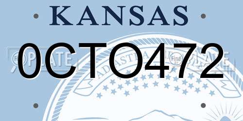 0CTO472 Kansas License Plate