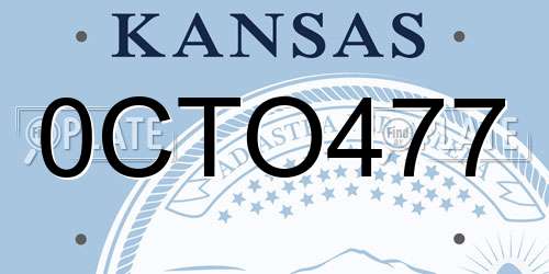0CTO477 Kansas License Plate