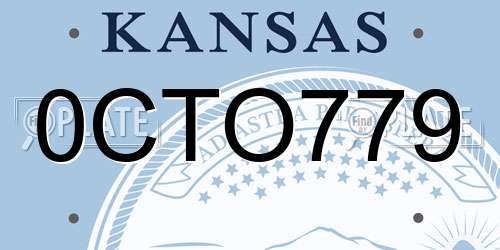 0CTO779 Kansas License Plate