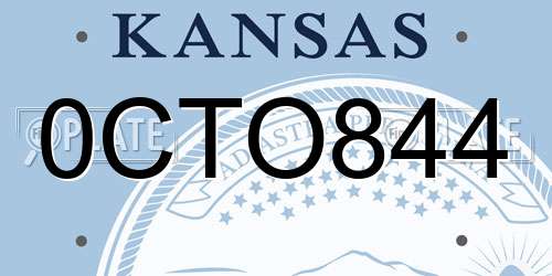 0CTO844 Kansas License Plate