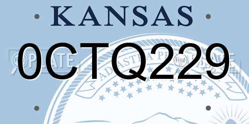 0CTQ229 Kansas License Plate