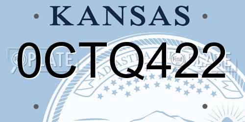 0CTQ422 Kansas License Plate
