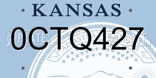 0CTQ427 Kansas License Plate