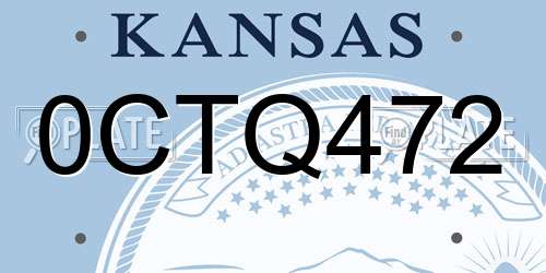 0CTQ472 Kansas License Plate