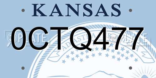 0CTQ477 Kansas License Plate