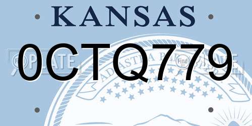 0CTQ779 Kansas License Plate