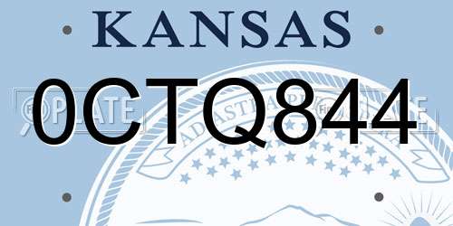0CTQ844 Kansas License Plate