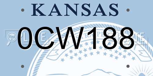 0CW188 Kansas License Plate