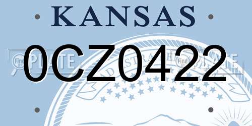 0CZ0422 Kansas License Plate