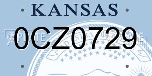 0CZ0729 Kansas License Plate