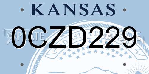 0CZD229 Kansas License Plate