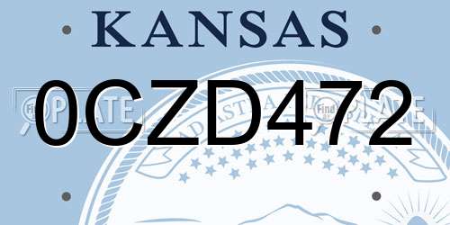 0CZD472 Kansas License Plate