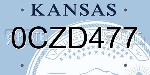0CZD477 Kansas License Plate