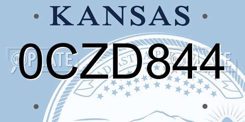 0CZD844 Kansas License Plate