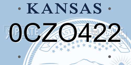 0CZO422 Kansas License Plate
