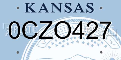 0CZO427 Kansas License Plate
