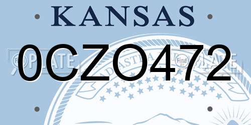 0CZO472 Kansas License Plate