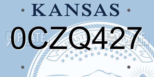 0CZQ427 Kansas License Plate