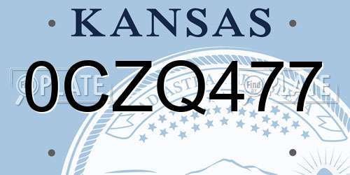 0CZQ477 Kansas License Plate