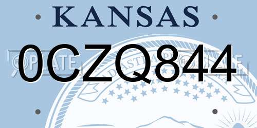 0CZQ844 Kansas License Plate