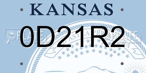 0D21R2 Kansas License Plate