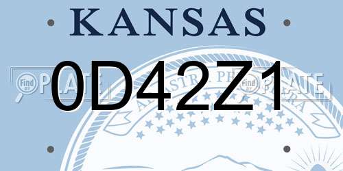 0D42Z1 Kansas License Plate