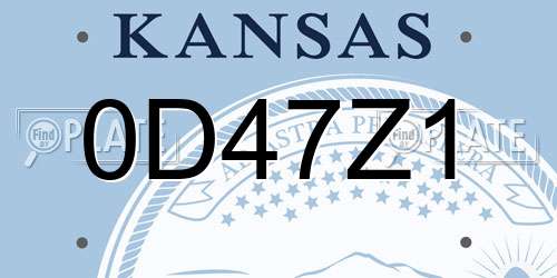 0D47Z1 Kansas License Plate