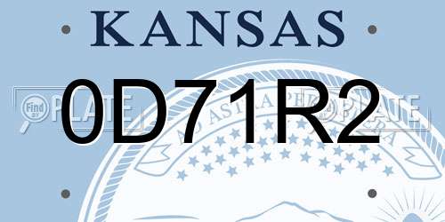 0D71R2 Kansas License Plate