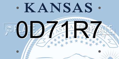 0D71R7 Kansas License Plate