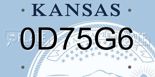 0D75G6 Kansas License Plate