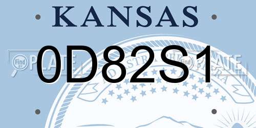 0D82S1 Kansas License Plate