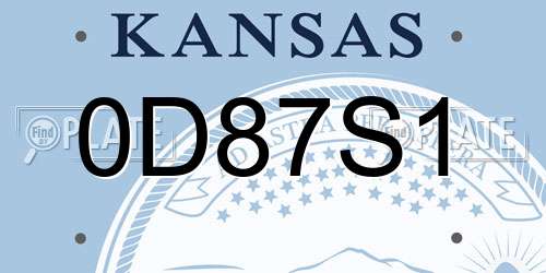0D87S1 Kansas License Plate