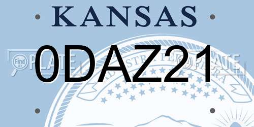0DAZ21 Kansas License Plate