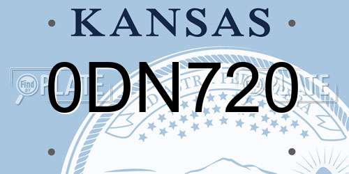 0DN720 Kansas License Plate