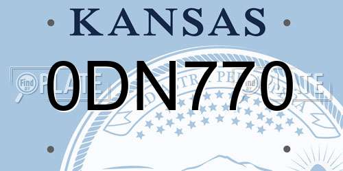 0DN770 Kansas License Plate