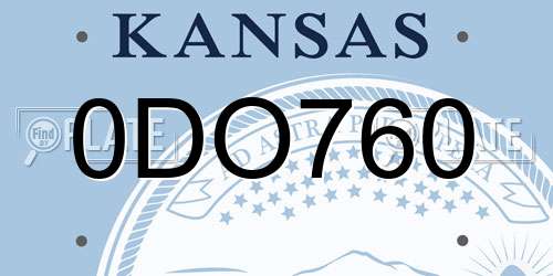 0DO760 Kansas License Plate