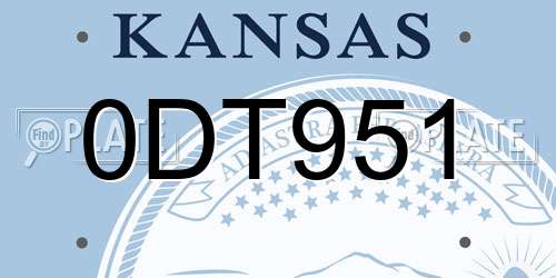 0DT951 Kansas License Plate