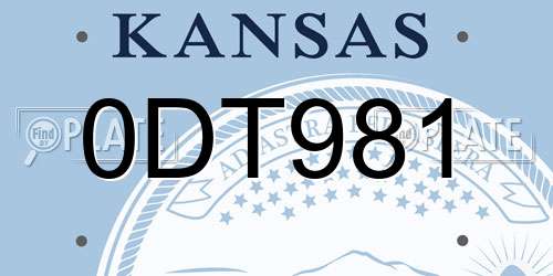 0DT981 Kansas License Plate