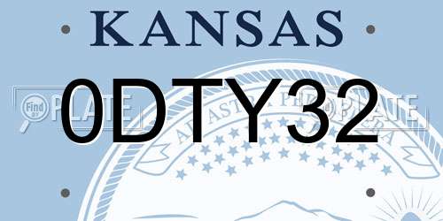 0DTY32 Kansas License Plate