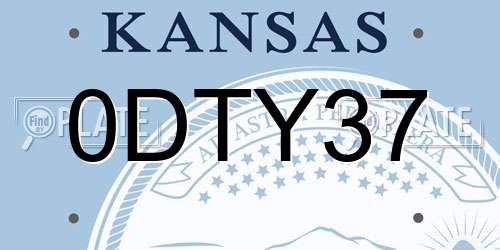 0DTY37 Kansas License Plate