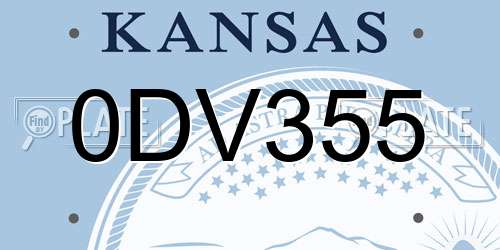 0DV355 Kansas License Plate