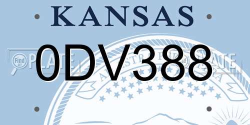 0DV388 Kansas License Plate