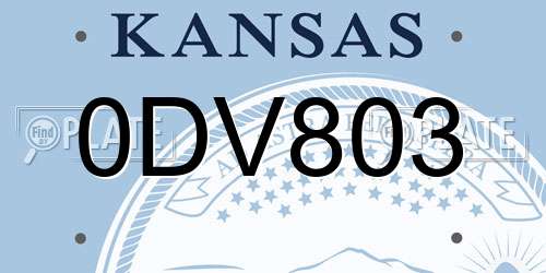 0DV803 Kansas License Plate