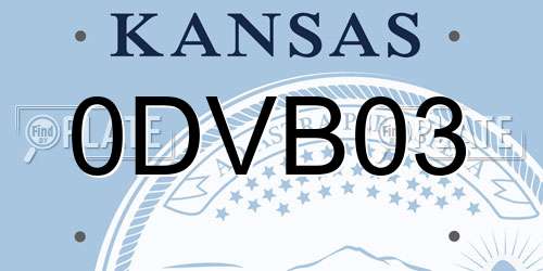 0DVB03 Kansas License Plate