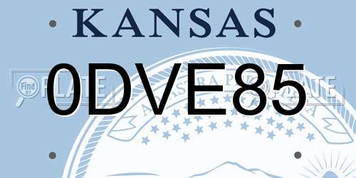 0DVE85 Kansas License Plate