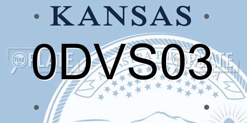 0DVS03 Kansas License Plate